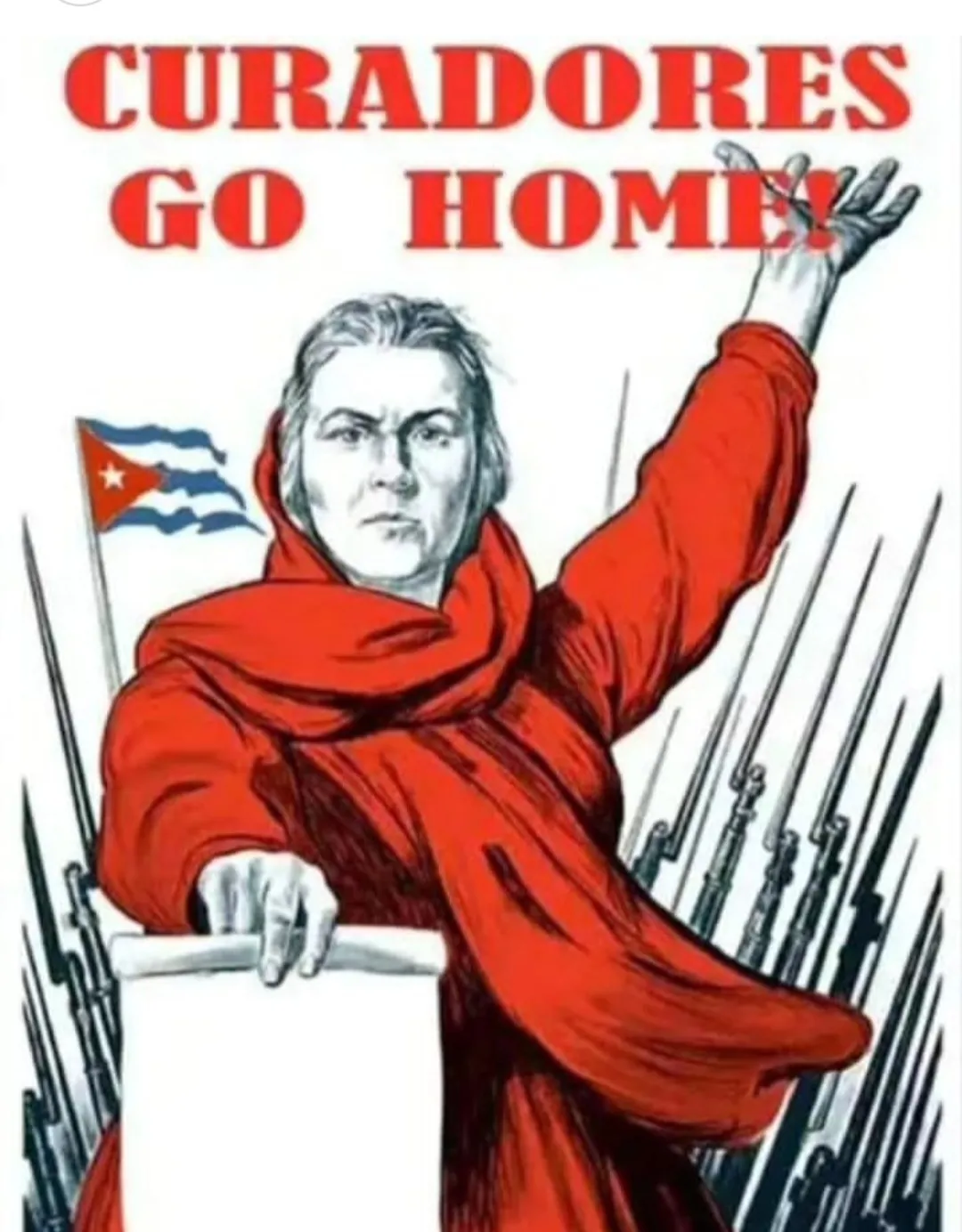 Cartel de «Curadores, go home!»